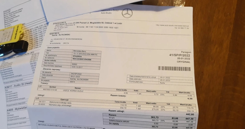 Mercedes-Benz GLC cena 146000 przebieg: 92000, rok produkcji 2017 z Pabianice małe 326